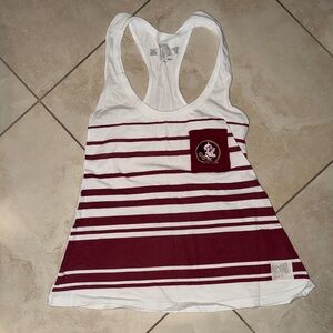 Original Retro Brand White and Maroon Striped Tank Top